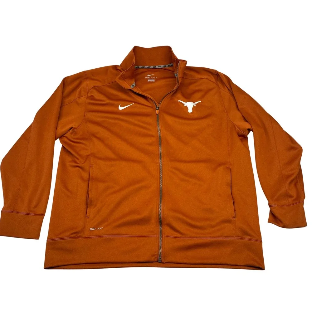 Nike Track Jacket Men XXL Burnt Orange Texas Longhorns Dri-FIT Full Zip NCAA